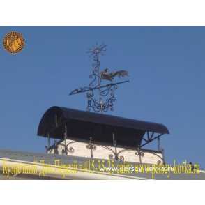 Кованый дымник с флюгером 3