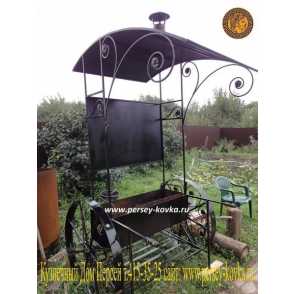 Кованый мангал с крышей 2