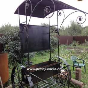 Кованый мангал с крышей 2