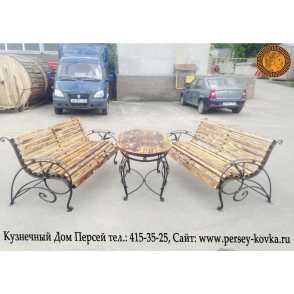 Кованый стол со скамейкой 7