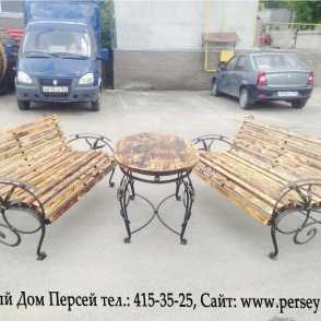 Кованый стол со скамейкой 7