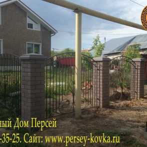 Ковано-кирпичный забор 14