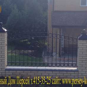 Ковано-кирпичный забор 15