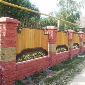 Кованый кирпичный забор 15