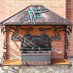 Кованый мангал с крышей 8