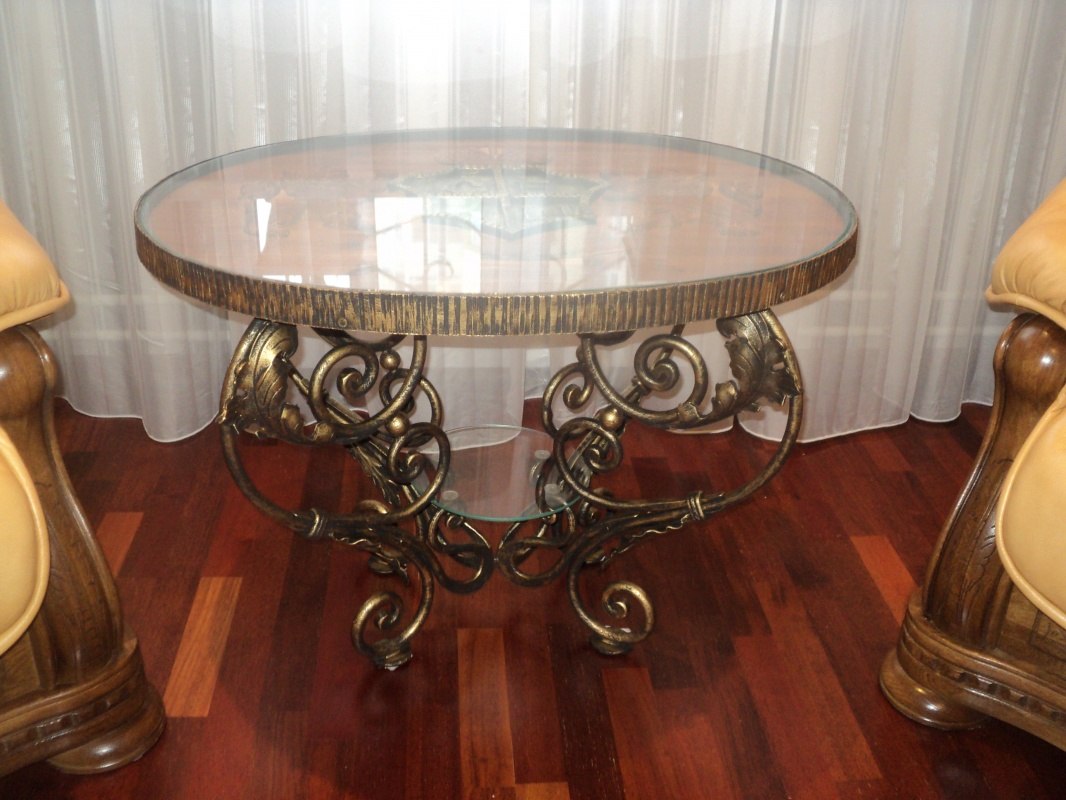 журнальный столик ковка стекло